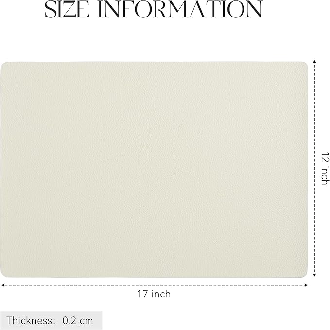 MOSAYT Vinyl Placemats Set of 4, Heat Resistant Place Mats 100% Waterproof Washable & Wipeable Faux Leather Reversible Table Mats for Kitchen Dining Party Indoor Outdoor, 12" x 17", Beige
