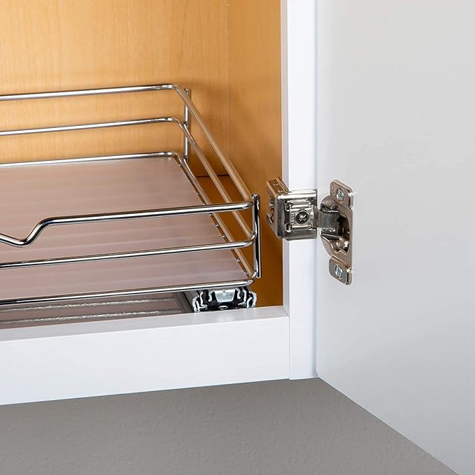 Pull Out Cabinet Organizer for Spices, Cans - Heavy Duty with Lifetime Limited Warranty- Pull Out Spice Rack- Cabinet Pull Out Shelf for Cans,Dishes, Etc, 12-3/8"Wx 10-3/8"D x 2-3/4??H, Chrome