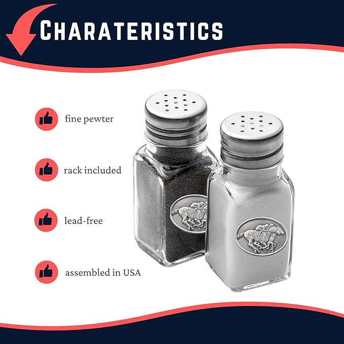 Heritage Pewter By a Nose Salt and Pepper Shaker Set of 2 Bottles | Expertly Crafted Pewter Glass