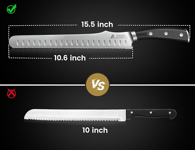 Bread Knife for Homemade Bread, 10.6 Inch Multifunction Serrated Knife, Razor Sharp Slicer, High Carbon German Steel Bread Cutter, Ergonomic Handle Design for Sourdough Turkey Fruit Cutting