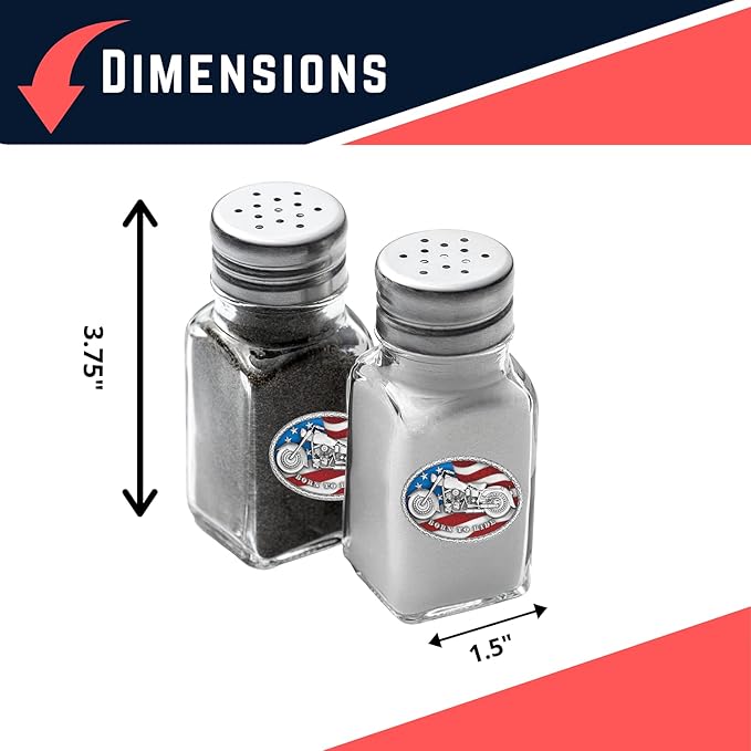 Heritage Pewter Motorcycle Salt and Pepper Shaker Set of 2 Bottles | Expertly Crafted Pewter Glass