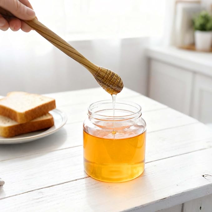 Olive Wood Honey Dipper/Stick Durable & Warp-Resistant, Preserves Honey Purity, 2pcs, 6.3 Inch