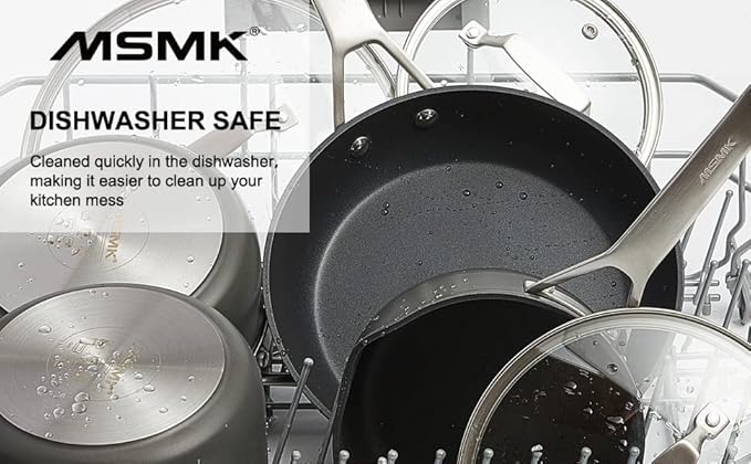 MsMk 7 inch Small Egg Nonstick Frying Pan with Lid, Eggs Omelette Burnt also Non stick, Scratch-resistant, Induction Skillet, Oven Safe to 700째F Pan for Cooking, Dishwasher Safe