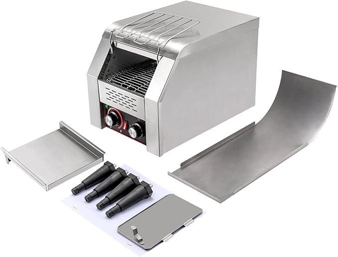 Heavy Duty Conveyor Toaster Oven Electric Bread Oven Industrial Toaster Commercial for Bun Bagel Bread Baked Food with 7 Speed and Front/Back Output Modes (150Slices/H)