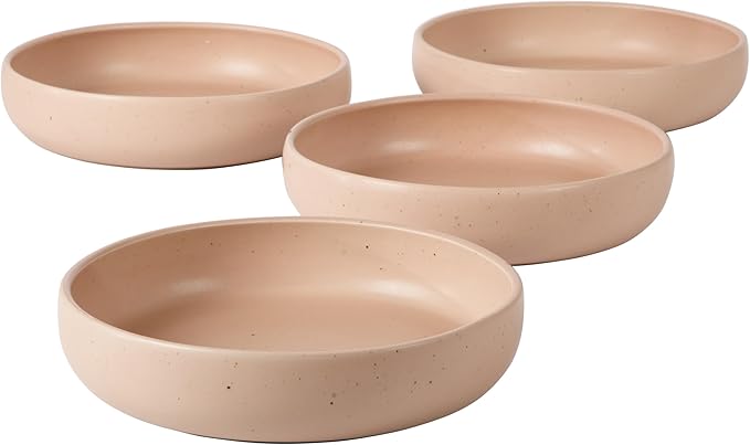 Bloomhouse - Two Time Oprah's Favorite Things Winner - Corsica Clay 4-Piece Meal and Pasta Bowl Set ??Prosecco Blush Pink Stoneware for Dinner, Serving & Everyday Use