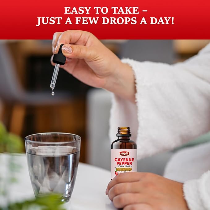 Arigold Cayenne Pepper Drops ??Circulation & Energy Support Liquid Supplement with Hawthorn Berry, Beet Root, Turmeric, Vitamins D3 + K2, Ceylon Cinnamon, Berberine & Ginseng ??Vegan, Non-GMO, 2 fl oz