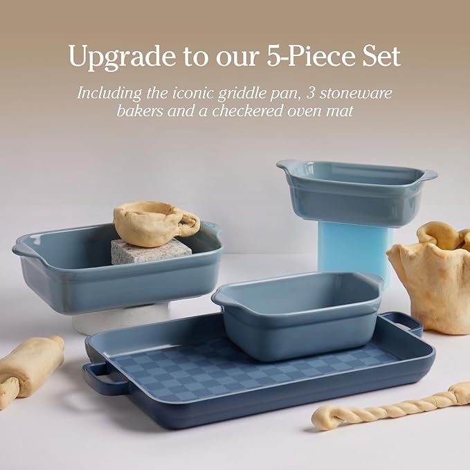 Our Place Mini Griddle Pan | 9" (2 Qt) Nonstick Ceramic Griddle Pan for Stovetop & Oven | PFAS-Free, Oven-Safe up to 450째F, Easy-Grip Handles | Blue Salt