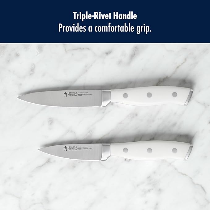 HENCKELS Forged Accent Razor-Sharp 2-pc Paring Knife Set, White Handle, German Engineered Informed by 100+ Years of Mastery