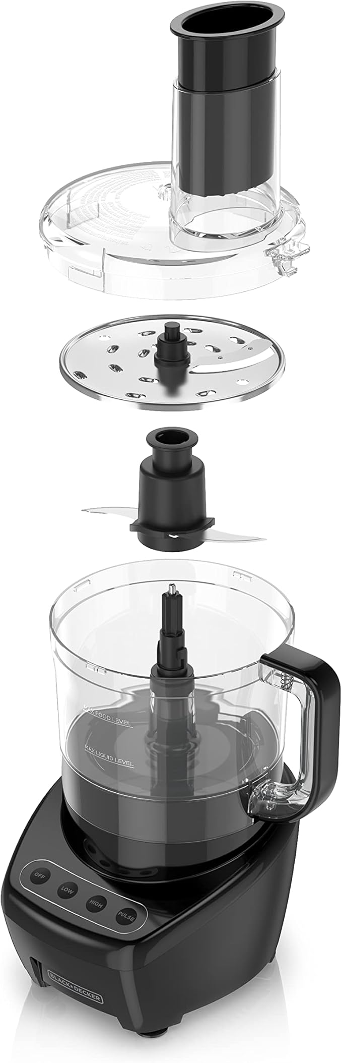 BLACK+DECKER Food Processor and Vegetable Chopper, Stainless Steel Blade, 8-Cup Capacity, 450W Power with Attachments to Shred, Slice, Mince, Grind, and Puree (Pack of 2)