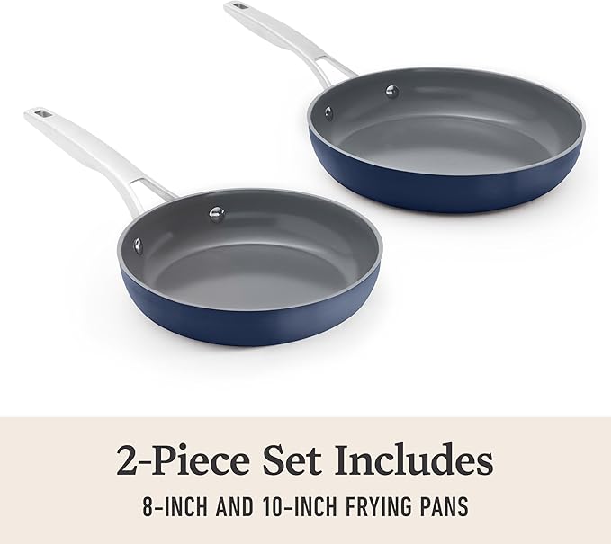 Calphalon짰 Premier Ceramic Nonstick 8" and 10" Frying Pan Set, Midnight Blue
