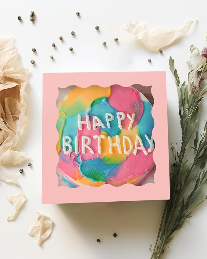 qiqee Pink 10x10x8 Cake Box, 18 Sets Cake Box with Window 竊?18 Sets 10" Cake Round Boards, 10inch Cake Containers, 10 Meters Pink Silk Ribbon Includes