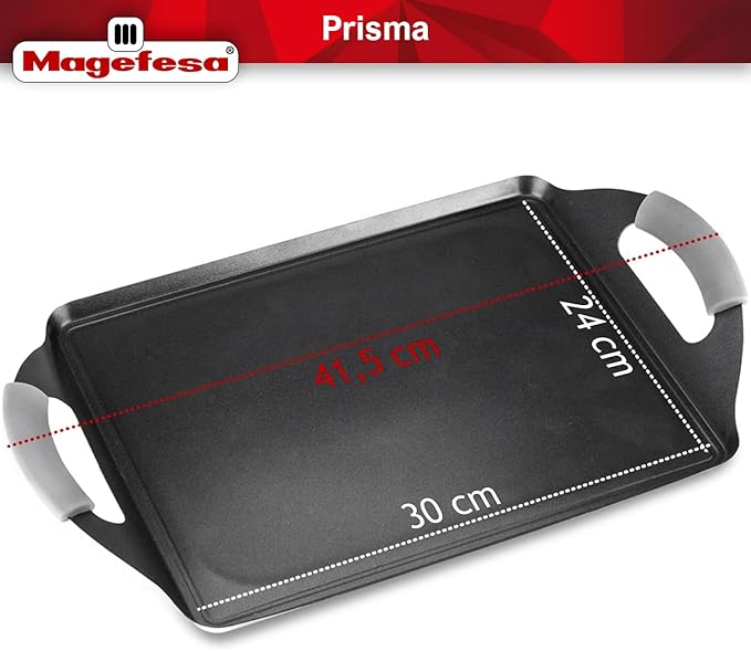 Magefesa Prisma 10.8-inch Teppanyaki Griddle Pan, made of 18/10 Stainless Steel, Triple Layer Nonstick Coating, Suitable for all types of Stovetops, Dishwasher & Oven Safe up to 392 쨘F