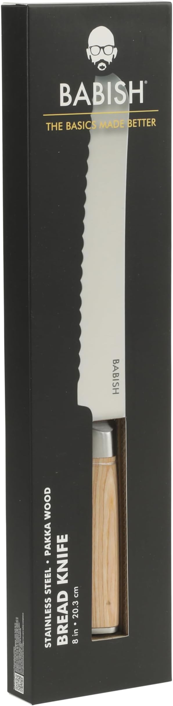Babish 8-Inch Bread Knife ??High-Carbon 1.4116 German Steel Serrated Knife with Light Pakka Wood Handle, Full-Tang Razor Sharp Kitchen Knife for Slicing Bread, Crusting & Artisan Loaves