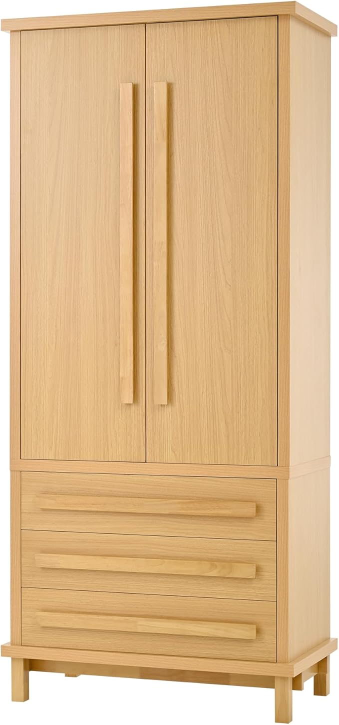 Christopher Knight Home Chenny 70''H Wooden Kitchen Pantry Cabinet, Storage Cabinet with Adjustable Shelves, 6 Door Internal Storage Compartments & 3 Drawers, Freestanding Cupboard Cabinet, Natural
