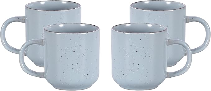 HomeVSS 20-Piece Dinnerware Set - Serves 4, Shiny Matte Blue Glaze plates and bowls sets with Speckle Effect for Microwave & Dishwasher Safe
