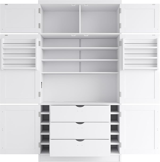 Ball & Cast 80?쿟all Freestanding Kitchen Pantry Cabinet with 2 Power Outlets & 3 Large Drawers,41" W Versatile Farmhouse Pantry Storage Cabinet w/Adjustable Shelves and Door Shelves,for Kitchen