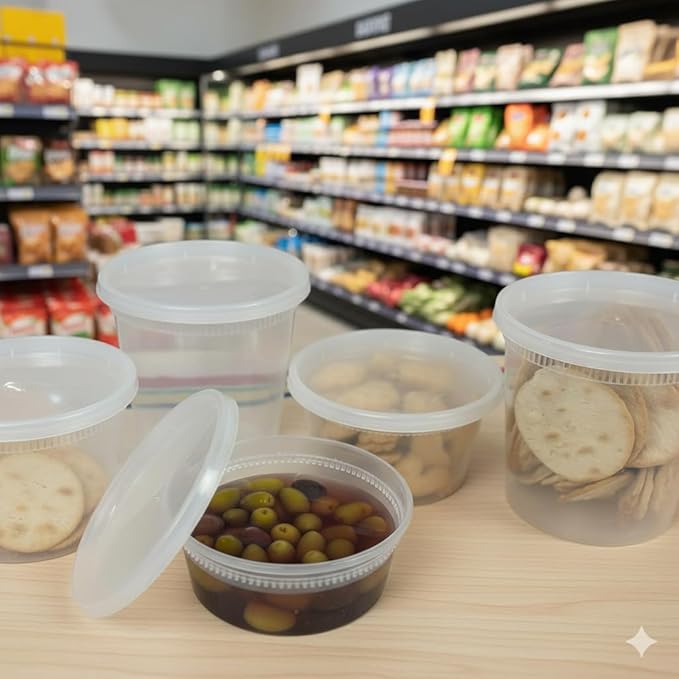 24 oz Deli Containers with Lids (Pack of 240), Recyclable Polypropylene, Microwavable, Heat Resistant (24)