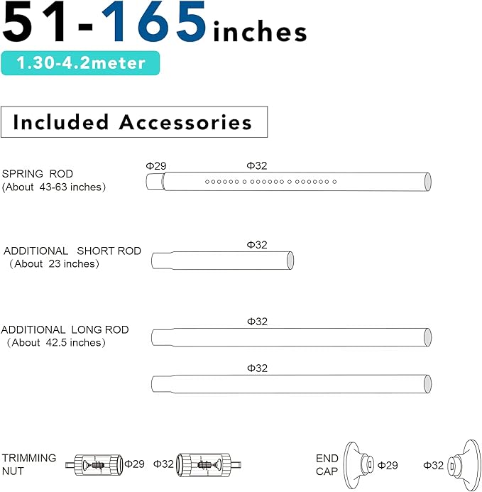 Tension Shower Curtain, Spring Shower Tension Curtain Rod, Closet Rod, for Windows or Shower, Rust Resistant Easy to Install, Umimile (Brown, 51-165??