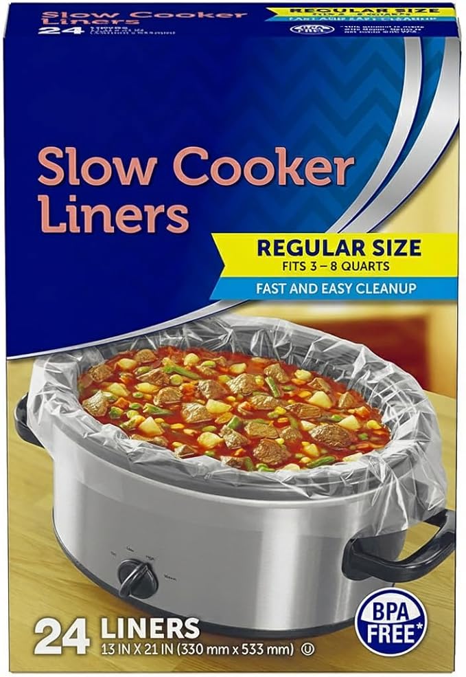 Slow Cooker Liners, 24 Count, BPA-Free Nylon-Blend, Fits 3-8 Quart Round or Oval Slow Cookers