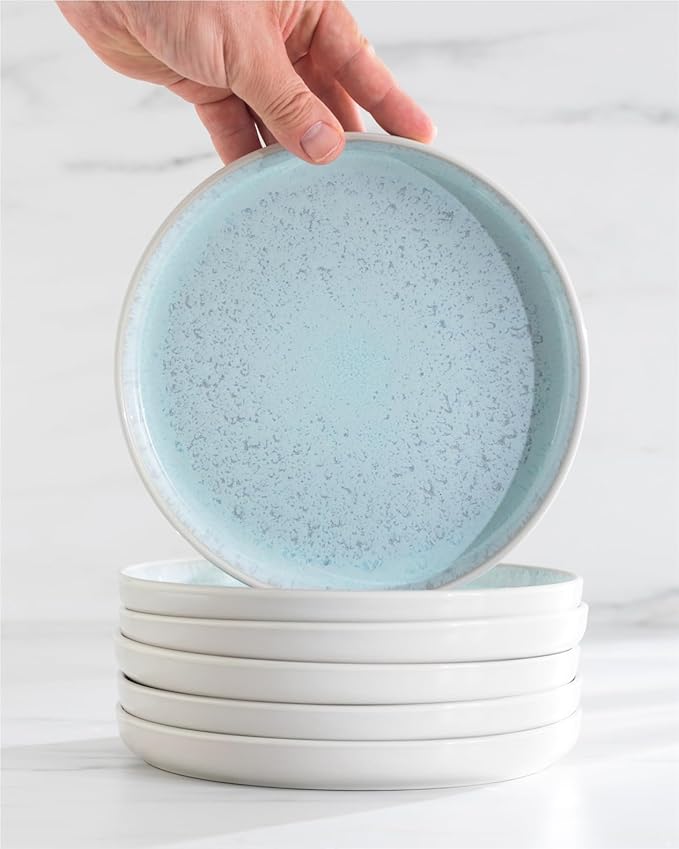 Stoneware dinnerware set 8 persons 32 pcs ??Modern style plates and bowls set ceramic ??Dishwasher safe and scratch resistant ??Bowl and plate set ??Dinner service Pure Living beige & blue