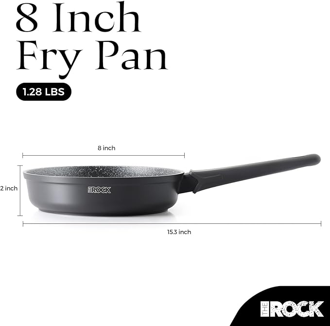 THE ROCK SOHO 8-Inch Non Stick Frying Pan ??Nothing Sticks, Never Warps, Lasts Longer, Healthy Skillet with Heat-Resistant Handle, PFOA Free, Oven & Dishwasher Safe, Black
