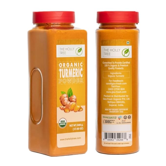 Organic Turmeric Powder 17.60 oz ??Turmeric Powder Organic for Cooking, Drinks & Skin ??USDA Certified, Ground Turmeric Spice, Gluten Free ??The Holly Tree