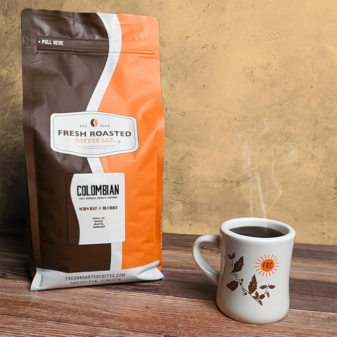 Fresh Roasted Coffee,100% Colombian, 5 lb (80 oz), Medium Roast, Kosher, Whole Bean