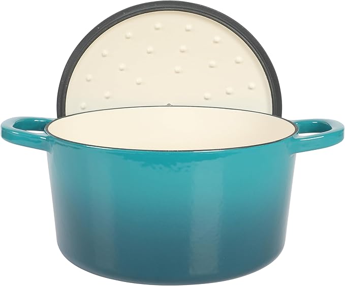 Crock-Pot Artisan 7-Quart Round Dutch Oven ??Teal Ombre, Enameled Cast Iron Oven Safe Cookware
