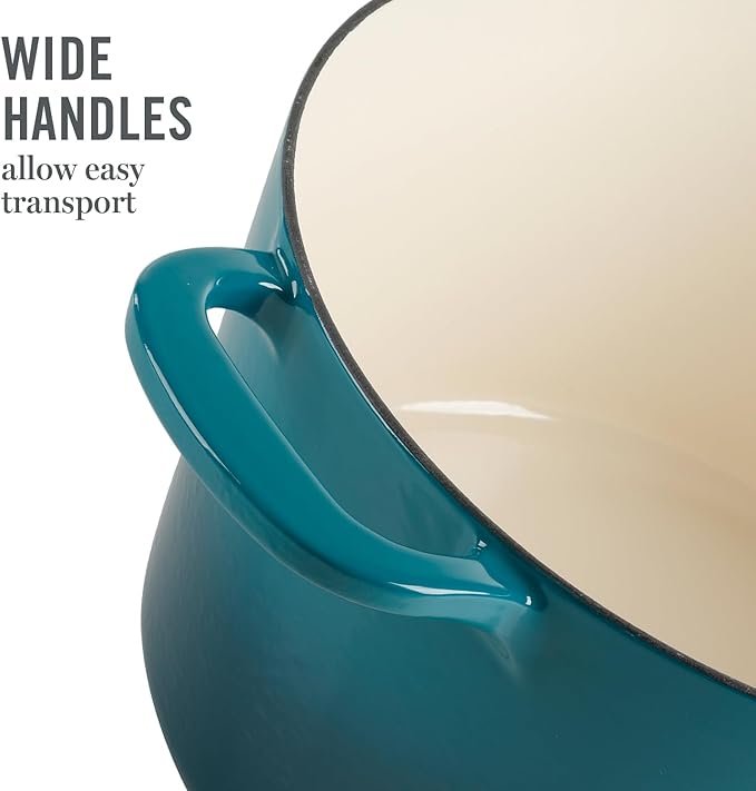 Martha Stewart Gatwick 7-Quart Enamel Cast Iron Dutch Oven ??Emerald Ombre with Gold Knob ??Durable Heavy-Duty Dutch Oven for Slow Cooking, Braising & Baking