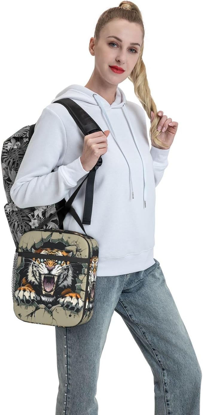 VANZEV Insulated Lunch Box for Women Men, Tiger Animal Theme Lunch Box Reusable Portable Lunch Bag Cooler Tote Waterproof Lunch Container for Office Picnic Work Travel