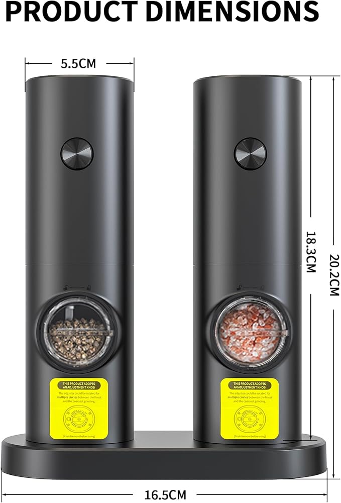 Electric Salt and Pepper Grinder Set, Upgraded Automatic Battery Pepper Mill Shakers with Adjustable Coarseness & LED, Home and Kitchen Appliances for Cooking, Housewarming Gifts 2 Pack
