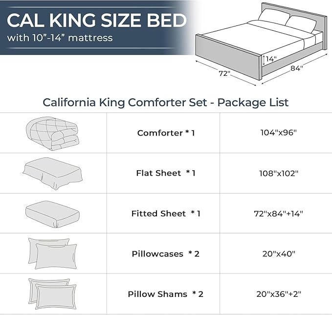 HEVUMYI Dusty Pink Cali-King Comforter Set - 7-Piece All Season Bed in a Bag Cali-King, Ultra Soft Bedding Set with Comforter, Flat Sheet, Fitted Sheet, Pillowcases, Pillow Shams