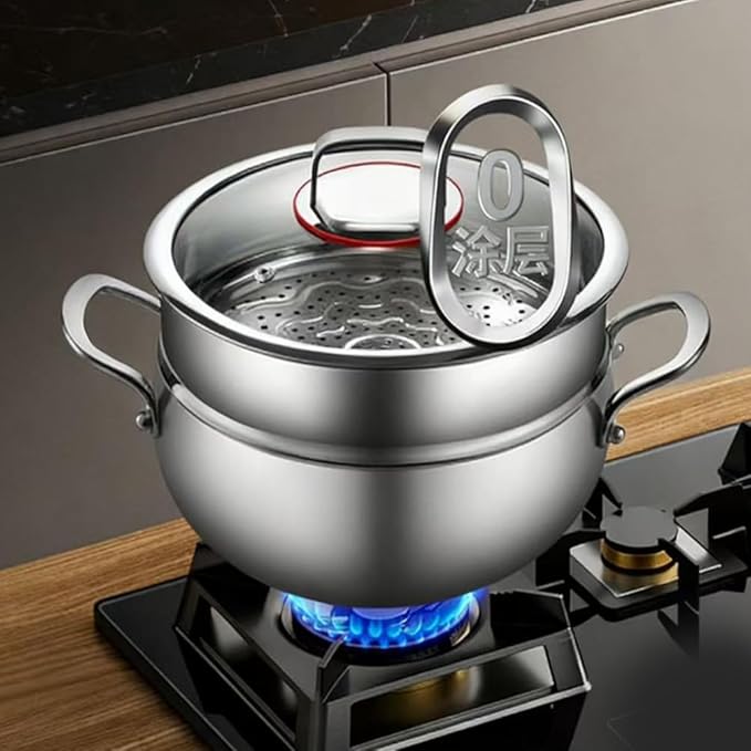 Titanium Hammered Soup Pot, Nonstick Soup Pot, Large Cooking Pot with Lid, Heavy Duty Induction Cooking Pot, Sturdy & Double Handle, Dishwasher Safe,No lid,11.02 in