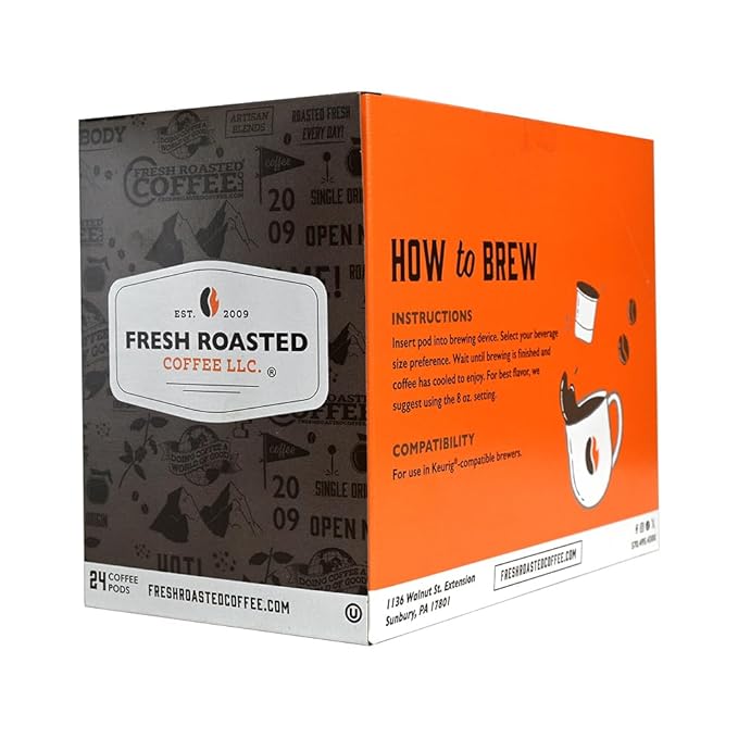 Fresh Roasted Coffee, Mocha Java, Medium Roast, 72 Pods for K Cup Brewers