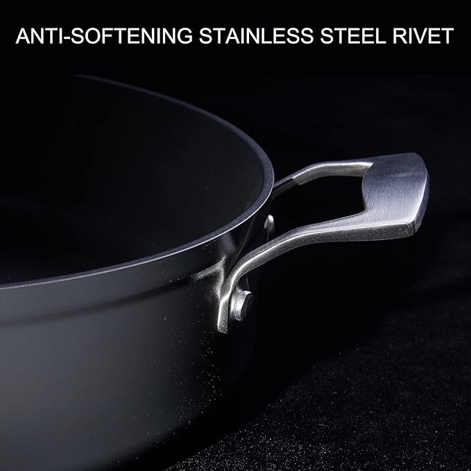 MsMk Nonstick Deep Frying Pan, 4.5 Quart Saute Pan with lid, 11 inch, Stay-Cool Handle, Smooth Bottom, PFAS Free Non-Toxic, Oven safe to 700?? Induction, Ceramic and Gas Cooktops