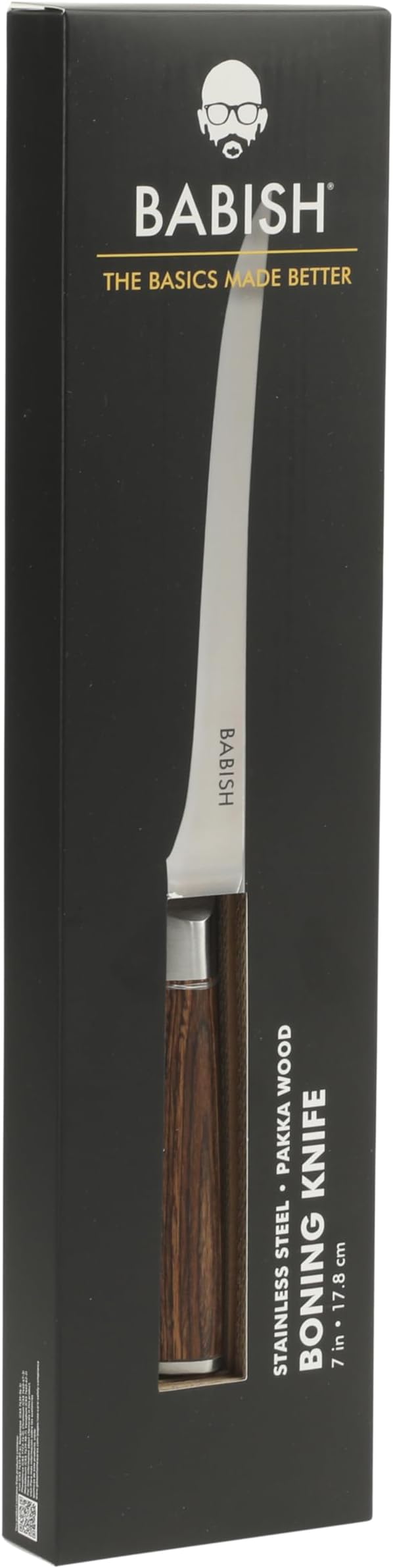 Babish 1.4116 German Stainless Steel Boning & Fillet Knife with Dark Pakka Wood Handle ??6-Inch Full-Tang Flexible Kitchen Knife for Meat, Poultry, Fish & Precision Butchering