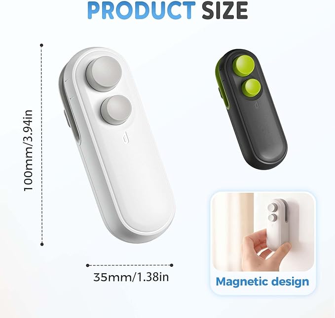 Mini Bag Sealer with Cutter and Magnet, 2026 New Portable Rechargeable Handheld Vacuum Food Sealer Bag Sealing Machine, Chip Bag Sealer for Chips Snacks Plastic Bags Fresh Storage (White)