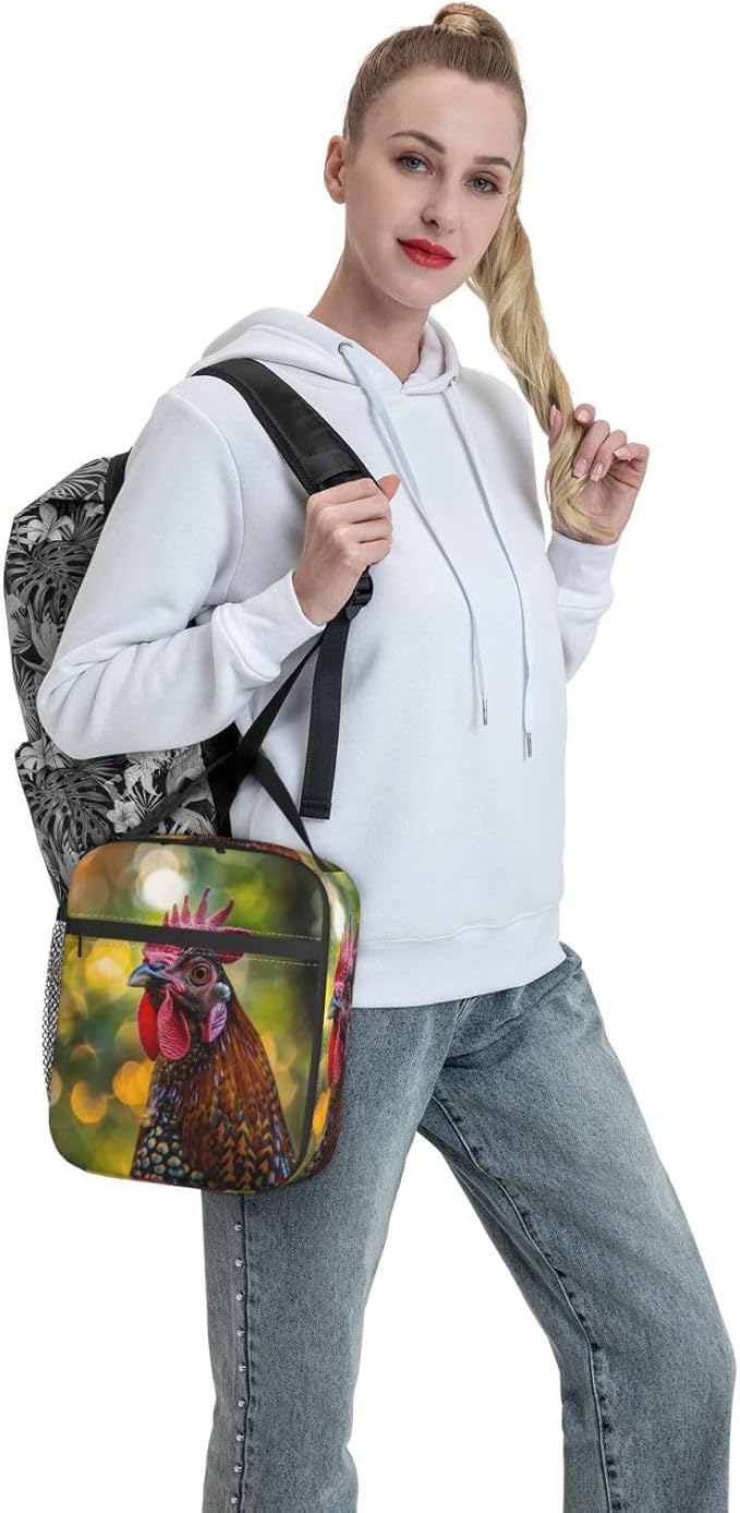 VANZEV Insulated Lunch Box for Women Men, Rooster Theme Lunch Box Reusable Portable Lunch Bag Cooler Tote Waterproof Lunch Container for Office Picnic Work Travel