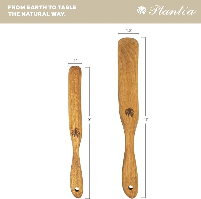 Skinny Wooden Spurtle Set of 2 for Sourdough Starter ??Handcrafted Wooden Sourdough Stir Stick & Spatula ??Multipurpose Spurtle for Bread Dough Mixing, Cooking & Baking Tools Set