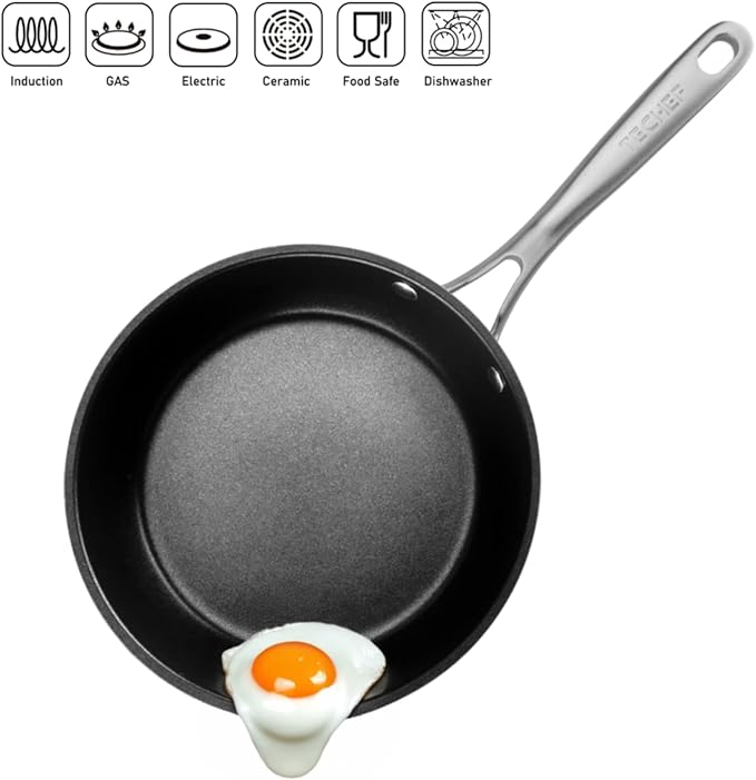 TECHEF - Onyx Collection Nonstick Frying Pan Skillet Set, PFOA-Free, Dishwasher Oven Safe, Stay-Cool Stainless Steel Handle, Induction-Ready, Made in Korea (8-inch and 10-inch)