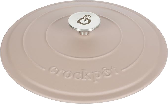 Crock-Pot Artisan 5-Quart Round Cast Iron Dutch Oven with Lid ??Matte Dusty Pink, Durable Oven Safe Cookware