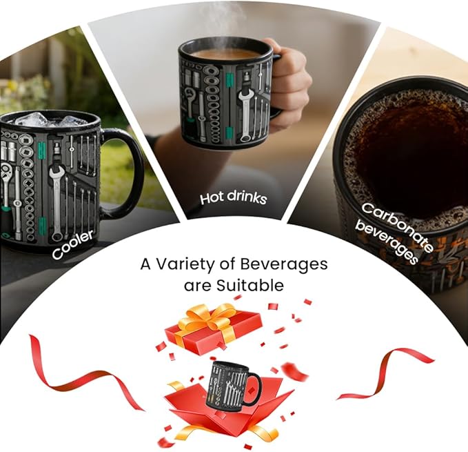 Mechanic Toolbox Mug, 2026 New Unique 3D Mechanic Toolbox Set Coffee Mug, Non-slip Reusable Mug, Suitable as a Gift for Coworkers, Fathers, Renovation Workers (F)