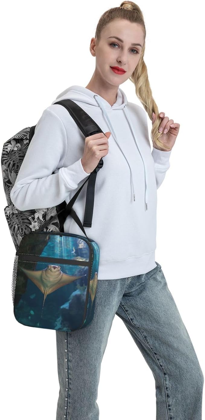 VANZEV Insulated Lunch Box for Women Men, Stingray Ocean Lunch Box Reusable Portable Lunch Bag Cooler Tote Waterproof Lunch Container for Office Picnic Work Travel Hiking