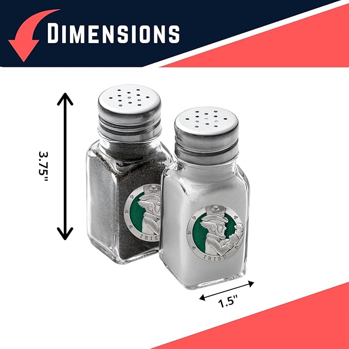 Heritage Pewter Irish Fighter Salt and Pepper Shaker Set of 2 Bottles | Expertly Crafted Pewter Glass