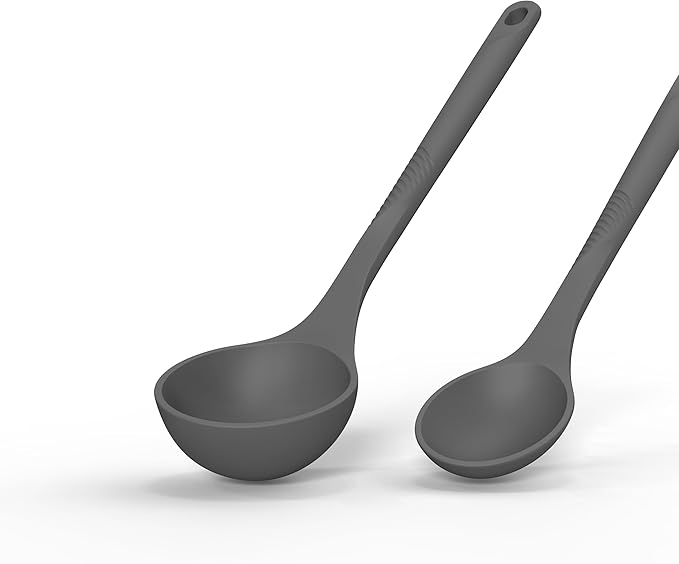 Silicone Cooking Utensils Set - 600째F Heat Resistant, Nonstick Kitchen Utensil Set with Spatulas, Spoons, Whisk, Tongs, BPA Free, Dishwasher Safe (Gray)