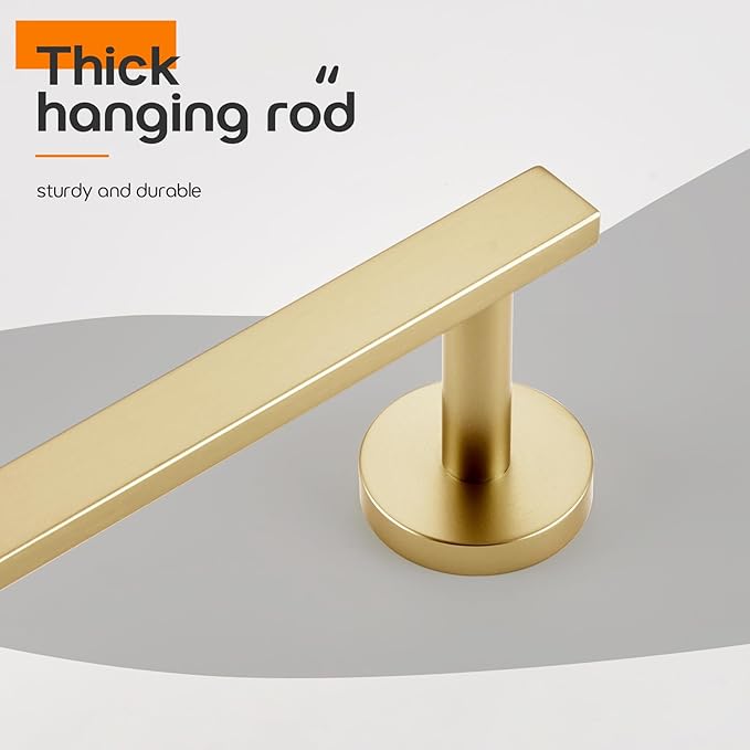 36 Inch Bathroom Towel Bar Bath Towel Rack Kitchen Towel Holder Long Towel Rails Wall Mounted SUS304 Stainless Steel Brushed Gold AN4001GD-L36