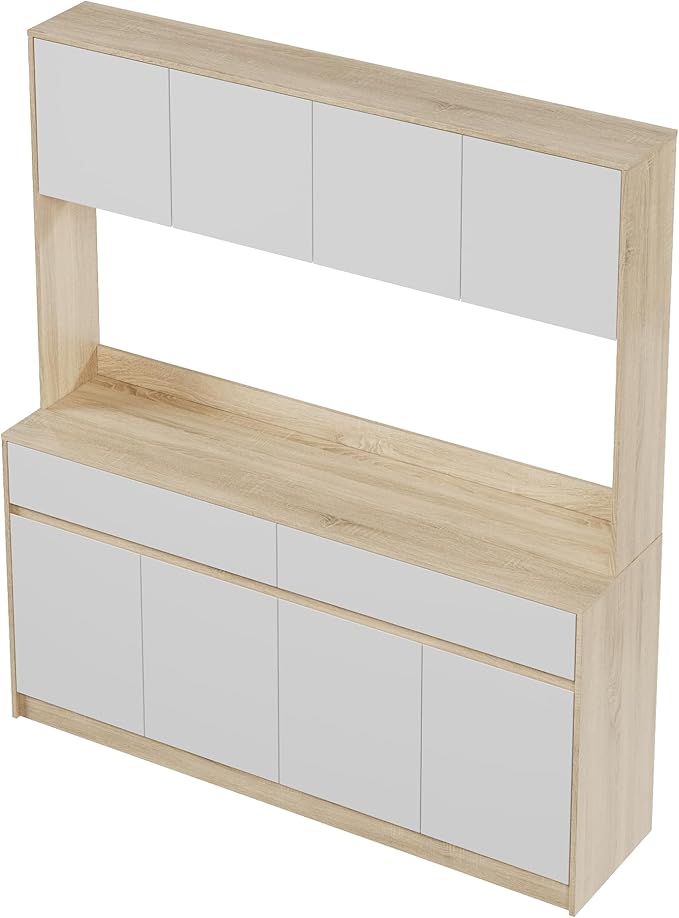 71" XL Pantry Cabinet,Kitchen Storage Cabinets with 15.7" Countertop,Kitchen Pantry Cabinet with 2 Drawer and 4 Storage compartments, Hutch Cabinet for Kitchen/Dining Room