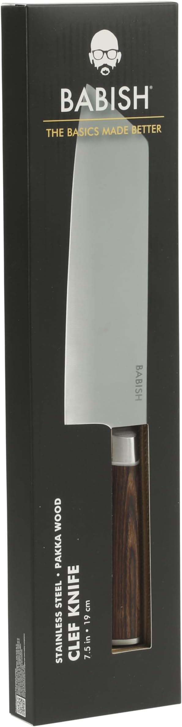 Babish 7.5-Inch Clef Knife ??High-Carbon 1.4116 German Steel Kitchen Knife with Dark Pakka Wood Handle, Chef & Cleaver Hybrid for Chopping, Slicing & Prep, Full-Tang, Razor Sharp, Ergonomic Design