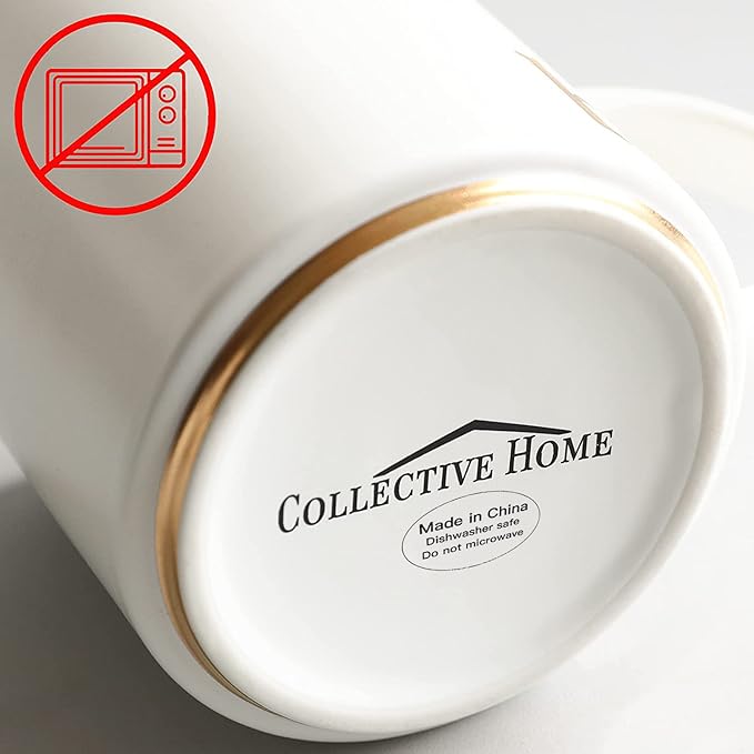 COLLECTIVE HOME - Monogram Ceramic Mugs, 15 oz Golden Initial Coffee Cups, Elegant Alphabet Tea Mugs, Elegant Personalized Mug with Gift Box, Luxurious Cups for Office and Home (s)