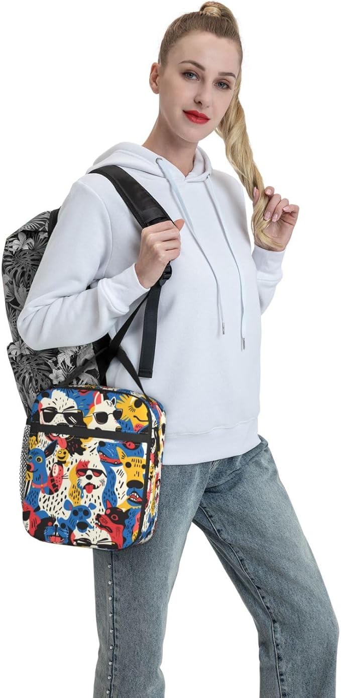 VANZEV Insulated Lunch Box for Women Men, Dog Lunch Box Reusable Portable Lunch Bag Cooler Tote Waterproof Lunch Container for Office Picnic Work Travel